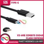 Paket NodeMCU LUA WiFi V3 4MB 32Mbits CH340 Flash ESP8266 ESP12 Type-C – Base Plate, Kabel Data Type C - Modul Pengembangan IoT - Image 7