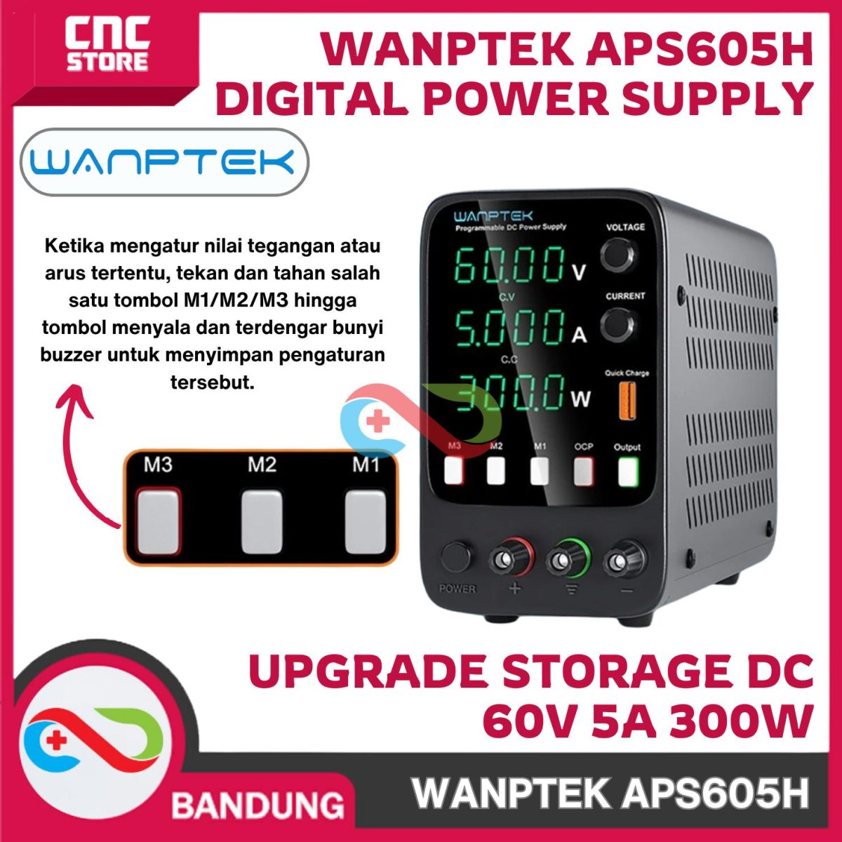 WANPTEK APS605H DIGITAL POWER SUPPLY UPGRADE STORAGE DC 60V 5A 300W CA CC - Image 2