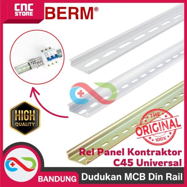 Rel MCB 1M Tebal Dudukan MCB Din Rail MCB 1 Fungsi Rel Panel Kontaktor C45 UNIVERSAL -BESI
