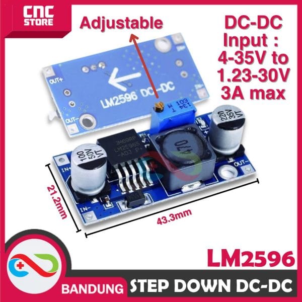 LM2596 DC-DC ADJUSTABLE STEP DOWN POWER SUPPLY 4.5-35V to 1.25-30V MODULE