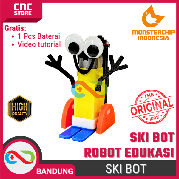 Ski Bot Mainan Edukasi Anak – Kit DIY Robotika STEM + Gratis Baterai & Video Tutorial | Monsterchip