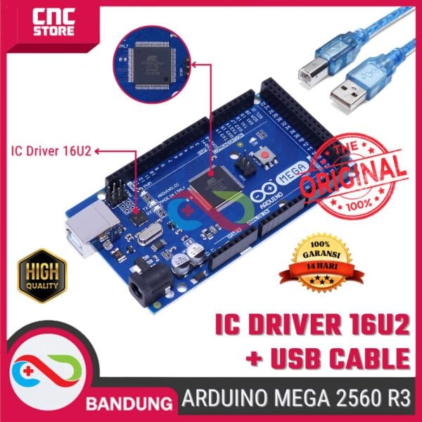 Arduino Mega 2560 R3 ATmega 16U2 Compatible Board + Kabel USB - Pengembangan Proyek Elektronik