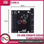 Paket NodeMCU LUA WiFi V3 4MB 32Mbits CH340 Flash ESP8266 ESP12 Type-C – Base Plate, Kabel Data Type C - Modul Pengembangan IoT - Image 6
