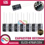 Capacitor Electrolytic Elco 470uF 25V – Kapasitor Elektrolit 470uF untuk Proyek Elektronik