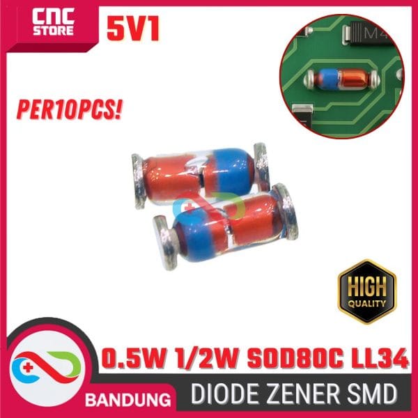10pcs Zener Diode 0.5W 1/2W SOD80C LL34 SMD 5V1