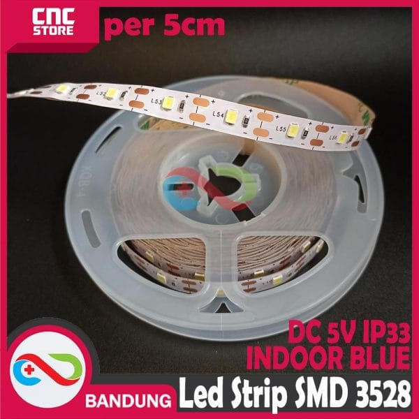 LED STRIP SMD 3528 SINGLE COLOUR DC 5V IP33 INDOOR BLUE PER 5CM