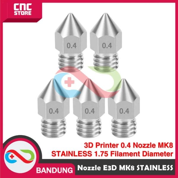MK8 STAINLESS 3D PRINTER NOZZLE 0.4MM, FOR 1.75MM FILAMENT DIAMETER M6