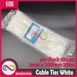 CABLE KABEL TIES TIS  3x200MM 20CM - PUTIH PACK 100PCS - Image 2