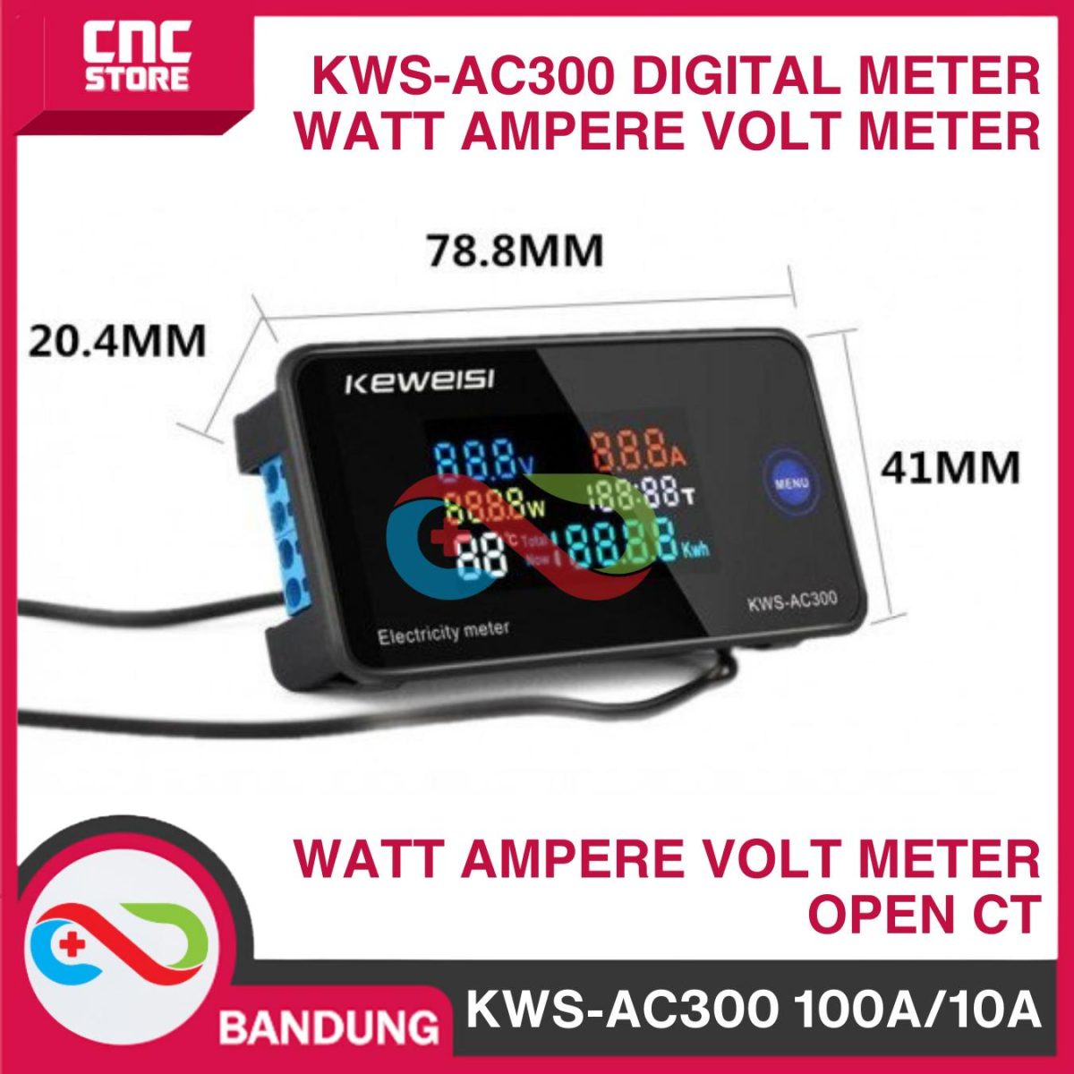 KWS-AC300 100A/10A 6IN1 DIGITAL KWH METER WATT METER AMPERE VOLT METER OPEN CT - Image 3