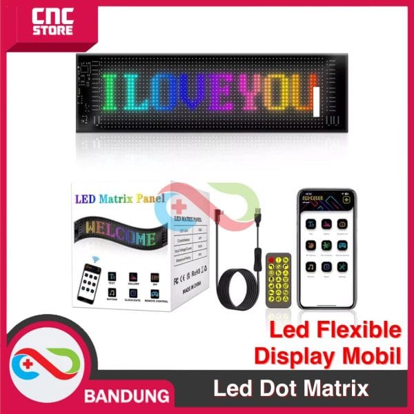 LED flexible display smart car sticker 92x374mm Aplikasi HD Bluetooth  + Remote control USB