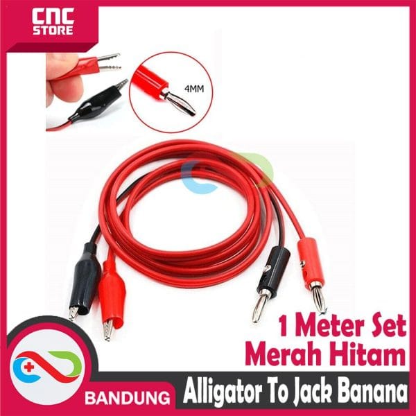 KABEL ALLIGATOR TO JACK BANANA 1 SET MERAH HITAM 1 METER