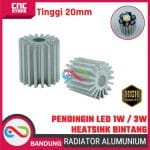 RADIATOR ALUMINIUM TINGGI 20MM PENDINGIN LED 1W / 3W TAMBAHAN UNTUK HEATSINK BENTUK BINTANG 20MM