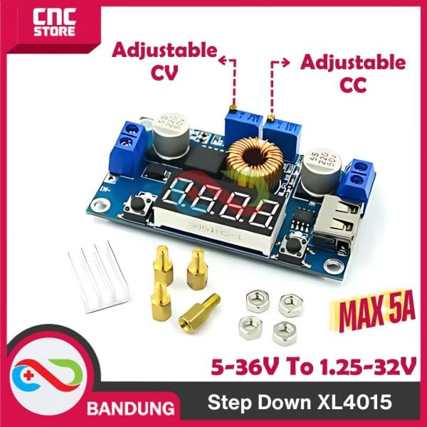 MODUL STEP DOWN XL4015 VOLTMETER 5A CV CV VOLT METER ADJUSTABLE