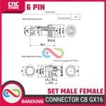 Aviation Plug Connector CB GX16 16mm Set Male Female – 6 Pin untuk Koneksi Elektronik - Image 2