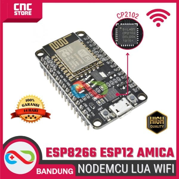NodeMCU Amica CP2102 ESP8266 ESP12 – WiFi Board dengan 4MB Flash untuk Pengembangan IoT