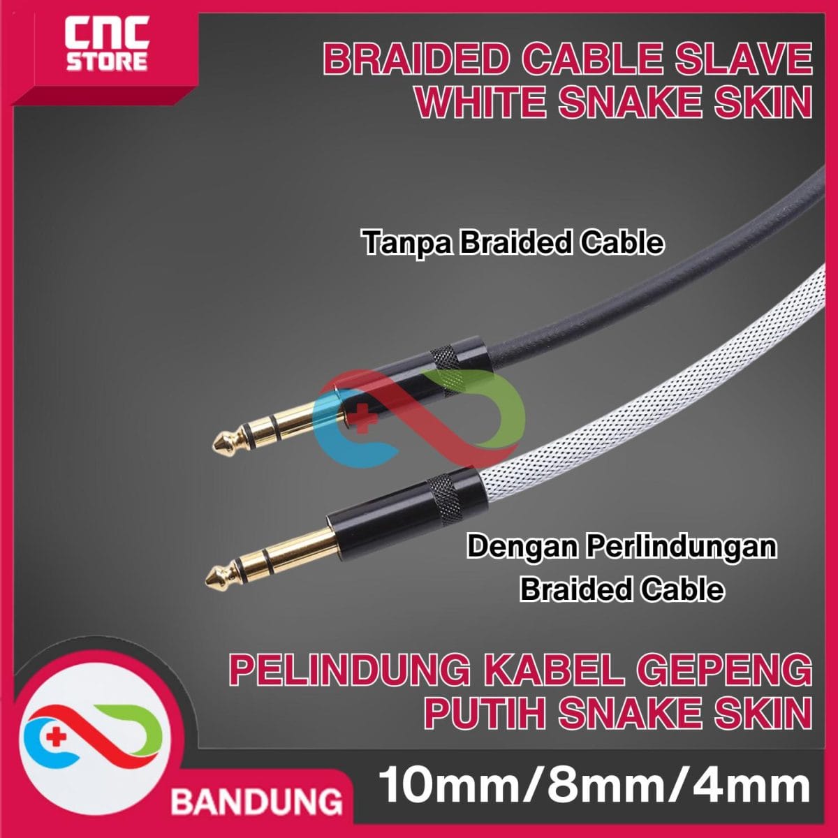 Braided Cable Slave White 10mm Gepeng Pelindung Kabel Snake Skin - Image 2