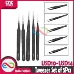 TWEEZER SET 5 PCS STAINLESS STEEL KIT REPAIR TOOL