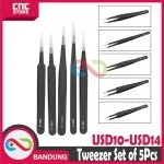 TWEEZER SET 5 PCS STAINLESS STEEL KIT REPAIR TOOL