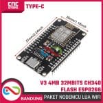 Paket NodeMCU LUA WiFi V3 4MB 32Mbits CH340 Flash ESP8266 ESP12 Type-C – Base Plate, Kabel Data Type C - Modul Pengembangan IoT - Image 2