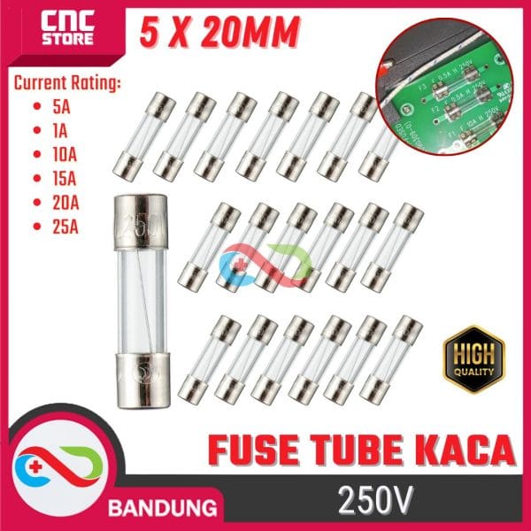 FUSE SEKRING KACA 5x20MM 250V GLASS FUSE TUBE -15A