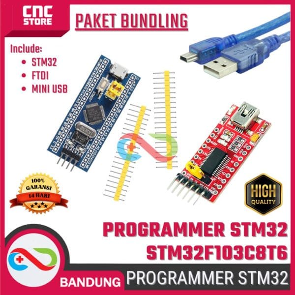 Paket Bundling Programmer STM32 STM32F103C8T6 + Kabel Mini USB untuk Proyek Arduino