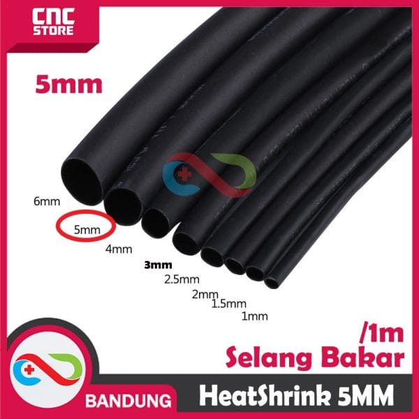 HEATSHRINK 5MM HEAT SHRINK SELANG SELONGSONG BAKAR PER 1 METER