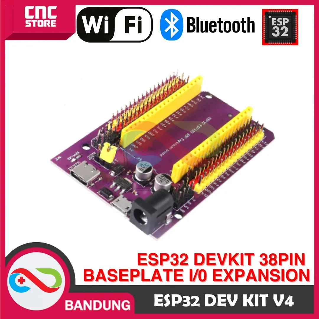 ESP32 ESP-32 DEVKITC V4 WROOM-32U WIFI BLUETOOTH DEVELOPMENT BOARD PLUS EXPANSION BASE PLATE - Gambar 2