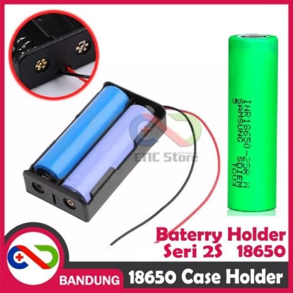 KOTAK BATERAI 18650 BATTERY HOLDER 2P 3.7V LI-ION LITHIUM 18650 BATTERY CASE PARAREL
