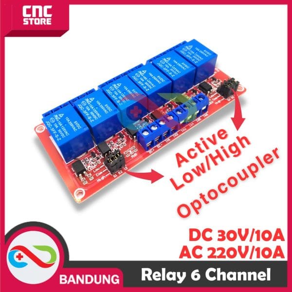 MODULE RELAY 6 CHANNEL 5V AKTIV HIGH LOW WITH OPTOCOUPLER