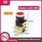 Push Button 22mm LA38-11BN Push On Flat Switch 10A Momentary -RED - Image 4