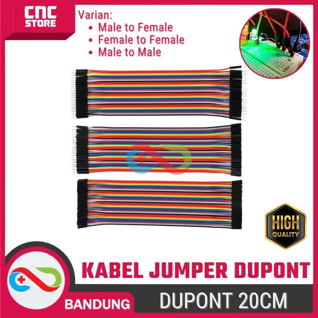 Kabel Jumper 40PCS 20CM Male to Female/Female to Female/Male to Male Dupont – Kabel Koneksi untuk Breadboard