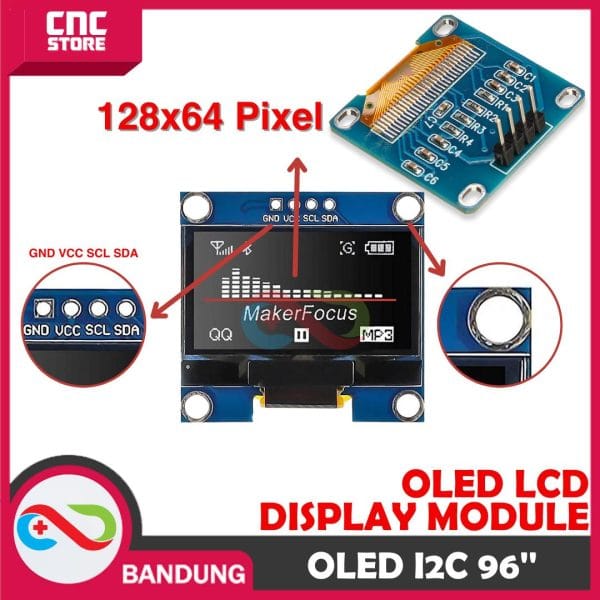 OLED LCD WHITE PUTIH 0.96 I2C IIC 128X64 DISPLAY MODULE