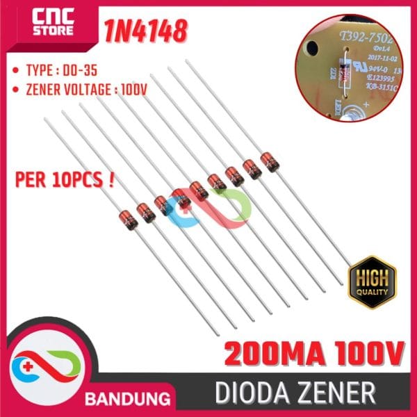 10PCS 1N4148 DO-35 200MA 100V FAST SWITCHING DIODE DIODA