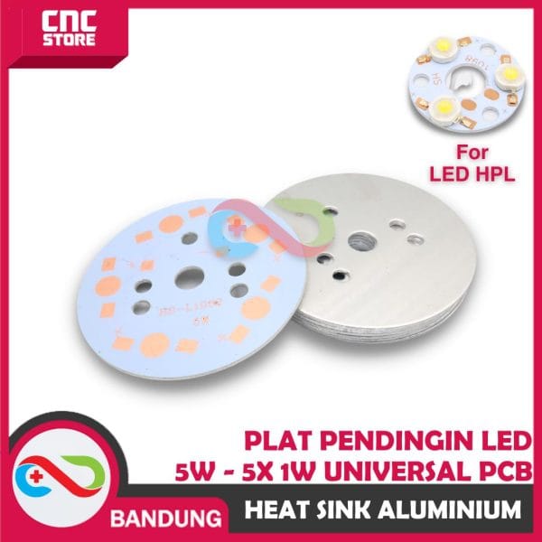 HEAT SINK ALUMINIUM PLAT PENDINGIN LED 5W - 5X 1W UNIVERSAL PCB HEATSINK DIAMETER 49MM ALUM