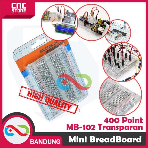 BREADBOARD MINI SOLDERLESS TRANSPARAN 400 400P