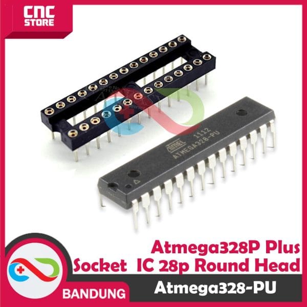 PAKET BUNDLING IC ATMEGA328P WITH SOCKET IC DIP-28 ROUND HEAD