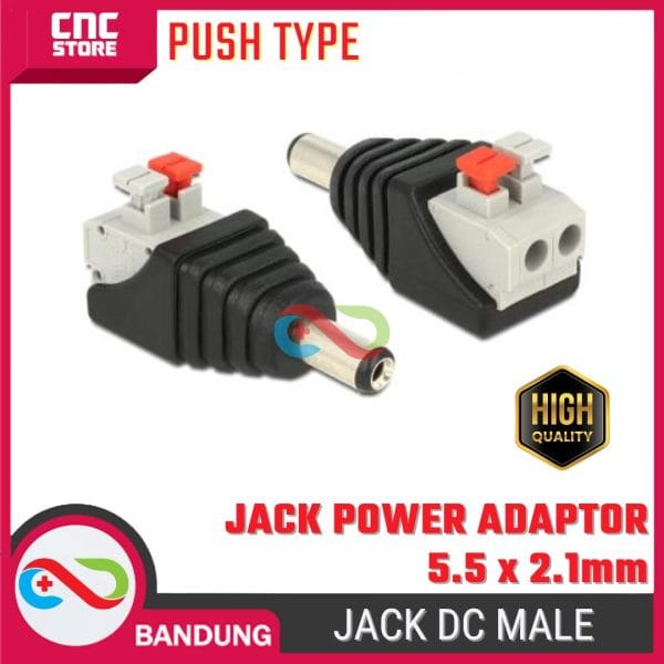 DC JACK MALE POWER ADAPTER 5.5X2.1MM PUSH TYPE