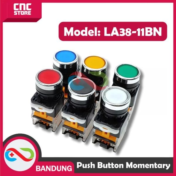 Push Button 22mm LA38-11BN Push On Flat Switch 10A Momentary -BLACK
