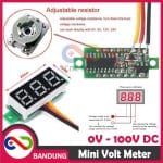 MINI VOLTMETER VOLT PANEL METER DIGITAL LED 0-100V DC 3 WIRE 0.28 RED MERAH - Image 5