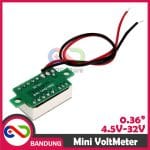 MINI VOLTMETER VOLT PANEL METER DIGITAL LED 4.5V-32V DC 2 WIRE 0.36 RED MERAH - Image 4