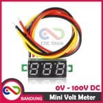 MINI VOLTMETER VOLT PANEL METER DIGITAL LED 0-100V DC 3 WIRE 0.28 RED MERAH - Image 3