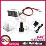 MINI VOLTMETER VOLT PANEL METER DIGITAL LED 4.5V-32V DC 2 WIRE 0.36 RED MERAH - Image 5
