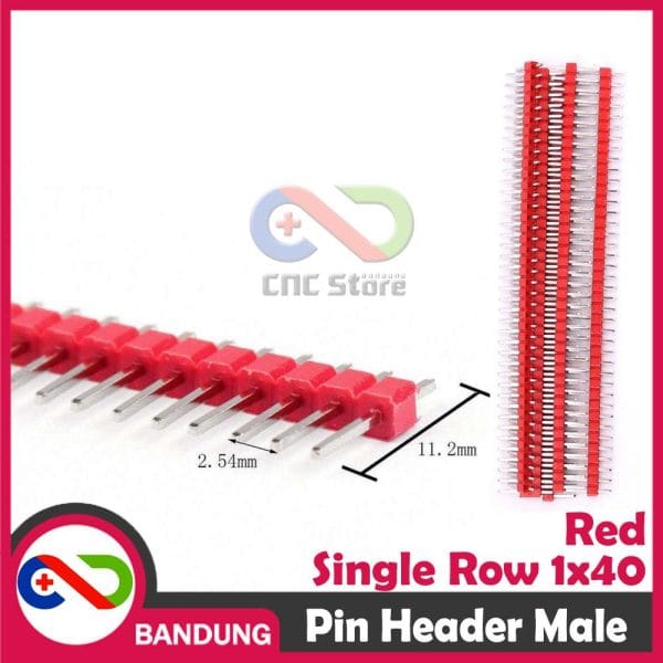 PIN HEADER MALE STRIP SINGLE ROW 1X40 2.54MM RED MERAH FOR ARDUINO MINI NANO