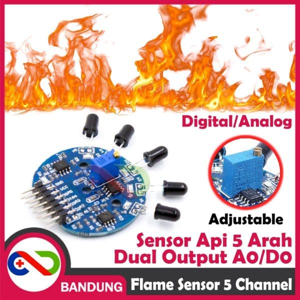 INFRARED IR FLAME SENSOR API 5 ARAH FIRE SENSOR MODULE 5 CHANNEL DUAL OUTPUT ADJUSTABLE