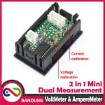 DUAL MINI VOLTMETER AMMETER AMPERE METER LED 0-100V 0-10A DC 0.28 RED BLUE MERAH BIRU - Image 3