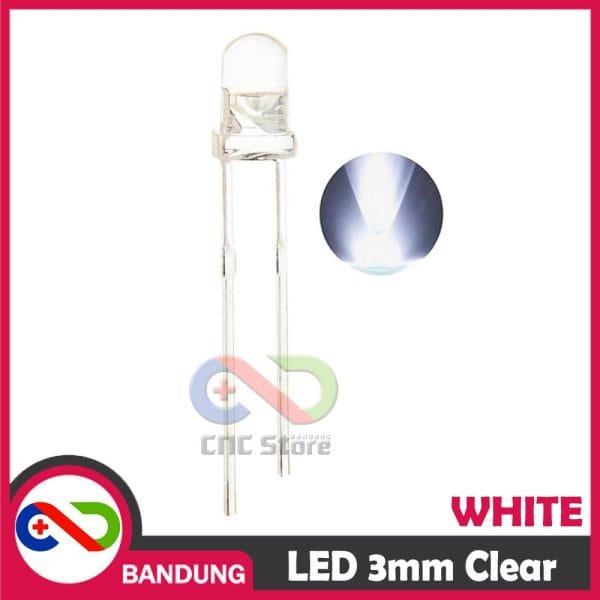 10PCS LED 3MM F3 SUPER BRIGHT WHITE PUTIH CLEAR
