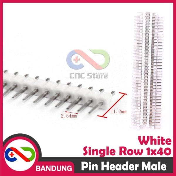 PIN HEADER MALE STRIP SINGLE ROW 1X40 2.54MM WHITE PUTIH FOR ARDUINO MINI NANO