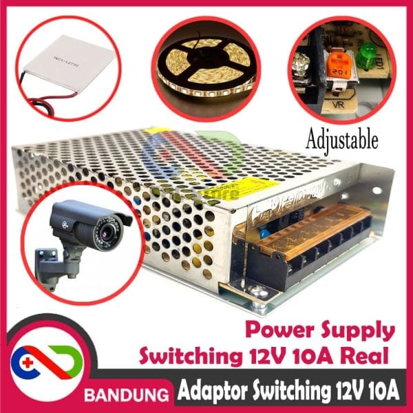 POWER SUPPLY 12V 10A 120W SWITCHING ADAPTOR JARING LED STRIP PELTIER