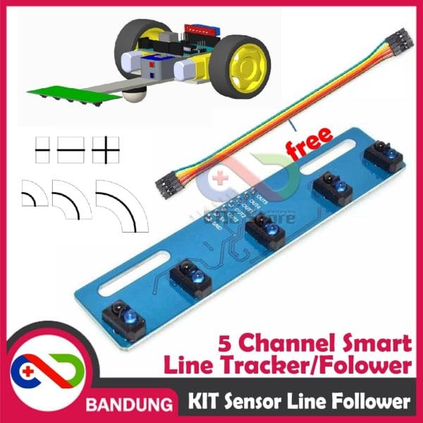 MODULE SENSOR LINE TRACKING TRACKER 5 SENSOR OPTOCOUPLER ROBOT LINE FOLLOWER TCRT5000
