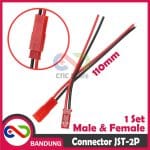 JST-2P JST CONNECTOR 2 PIN MALE FEMALE PAIR 10CM CABLE LIPO BATTERY KONEKTOR